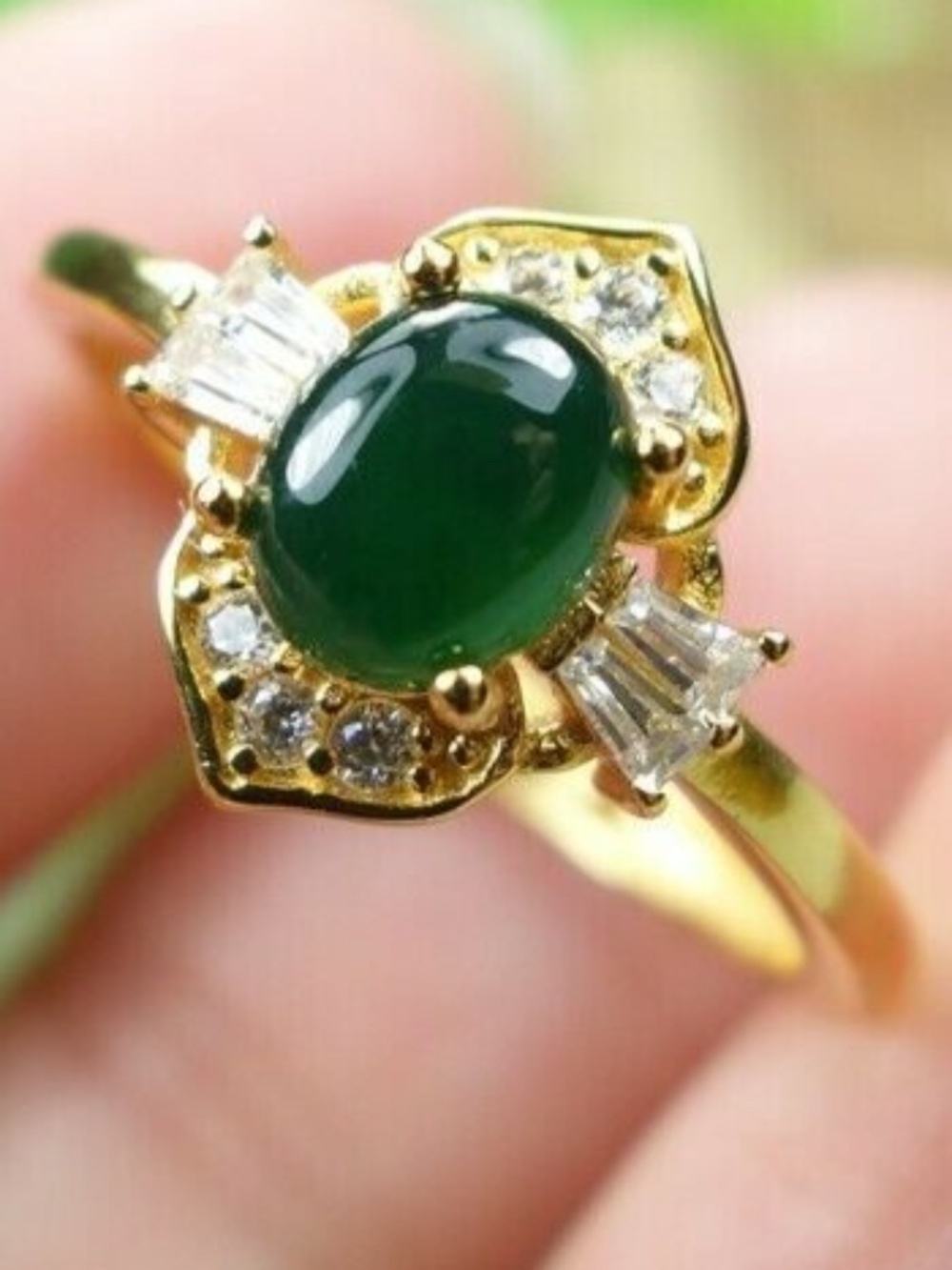 Certified Icy Green 100% Natural A jadeite jade Ring S925 silver 戒指(Free size)